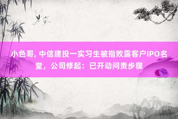 小色哥， 中信建投一实习生被指败露客户IPO名堂，公司修起：已开动问责步骤