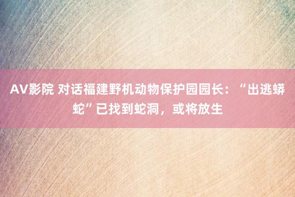 AV影院 对话福建野机动物保护园园长：“出逃蟒蛇”已找到蛇洞，或将放生