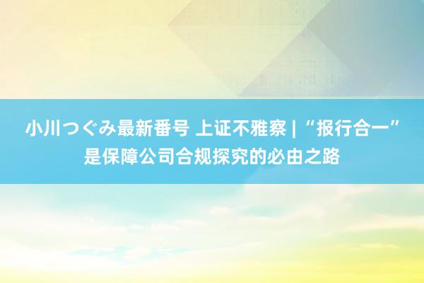 小川つぐみ最新番号 上证不雅察 | “报行合一”是保障公司合规探究的必由之路