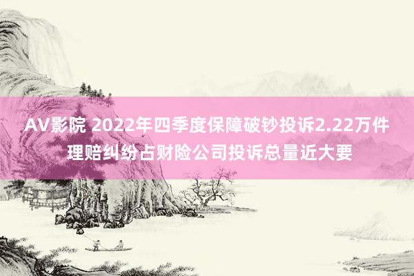 AV影院 2022年四季度保障破钞投诉2.22万件 理赔纠纷占财险公司投诉总量近大要