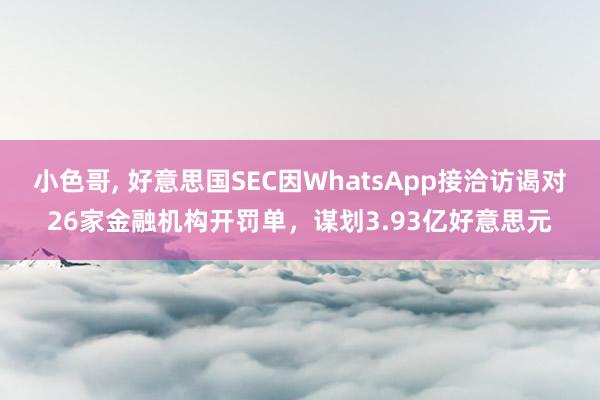 小色哥， 好意思国SEC因WhatsApp接洽访谒对26家金融机构开罚单，谋划3.93亿好意思元