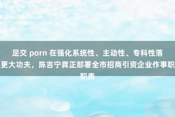 足交 porn 在强化系统性、主动性、专科性落魄更大功夫，陈吉宁龚正部署全市招商引资企业作事职责