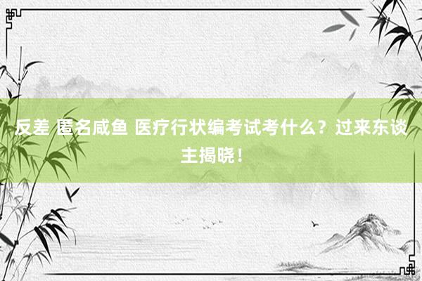 反差 匿名咸鱼 医疗行状编考试考什么？过来东谈主揭晓！