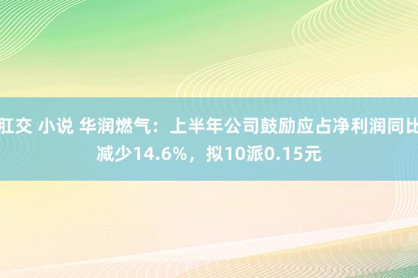 肛交 小说 华润燃气：上半年公司鼓励应占净利润同比减少14.6%，拟10派0.15元